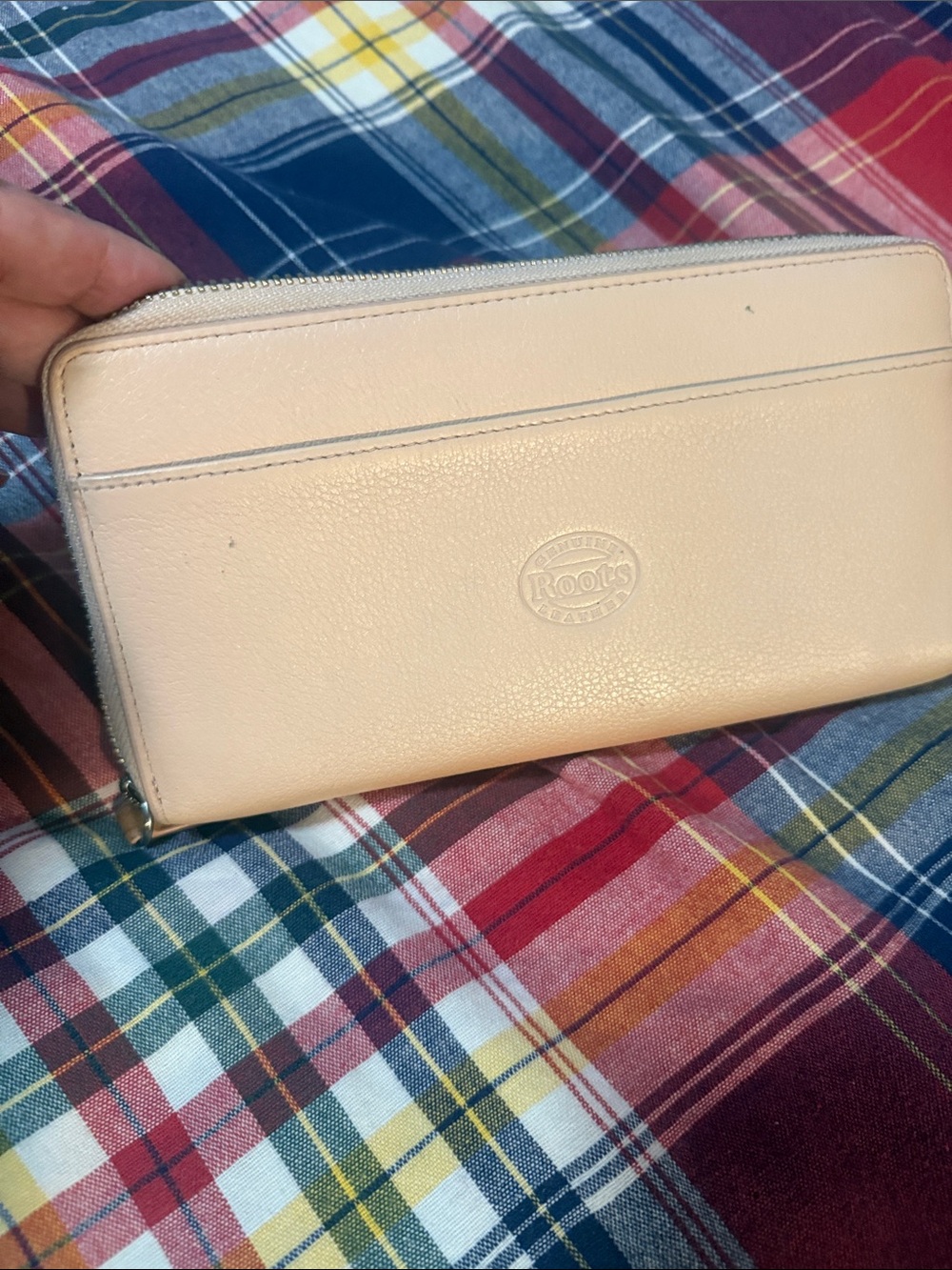 Roots Cream Zip-Around Leather Wallet